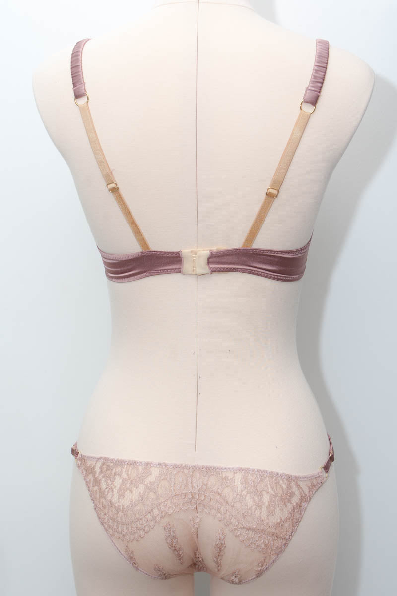 SAMPLE Dusty Rose Lace & Silk Plunge Bra & Briefs - 30D/UK 10 ONLY