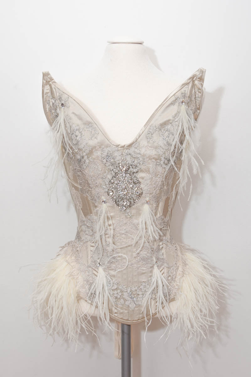 Ilex in Shantung ~ Bridal Corset Bustier in Textured Silk