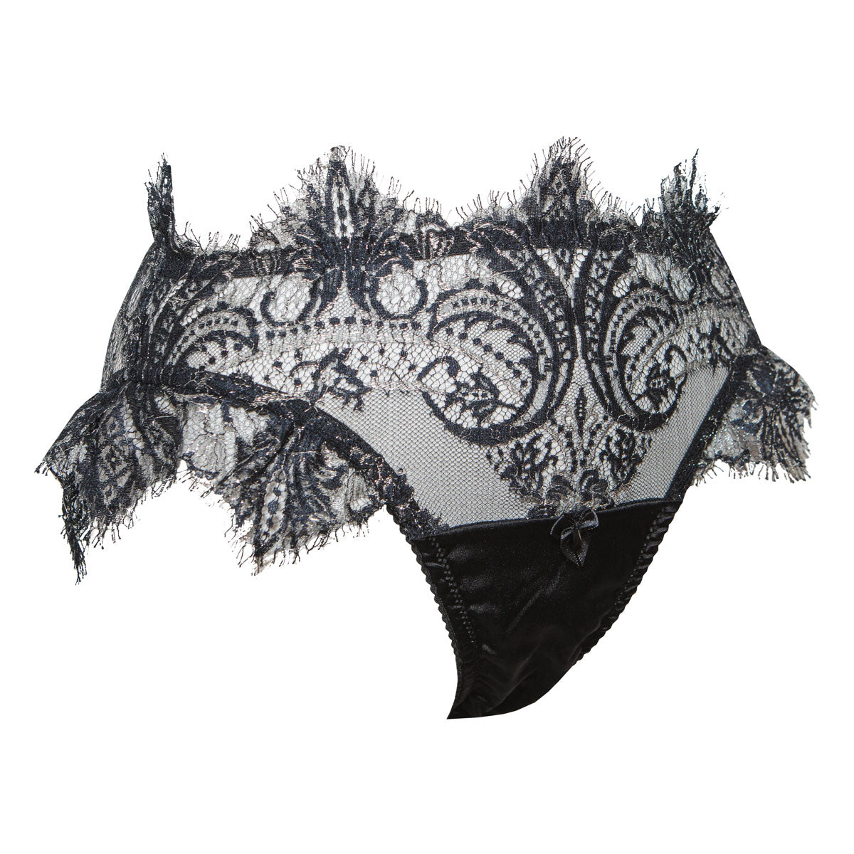 Cassiopeia Silver High-Waist French Lace Brief - Special Order