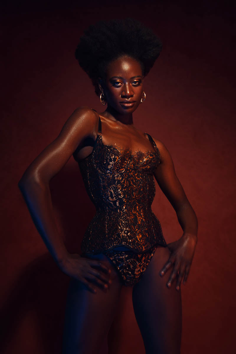 Ara Copper French Lace & Bobbinet Cupped Corset - Made To Order