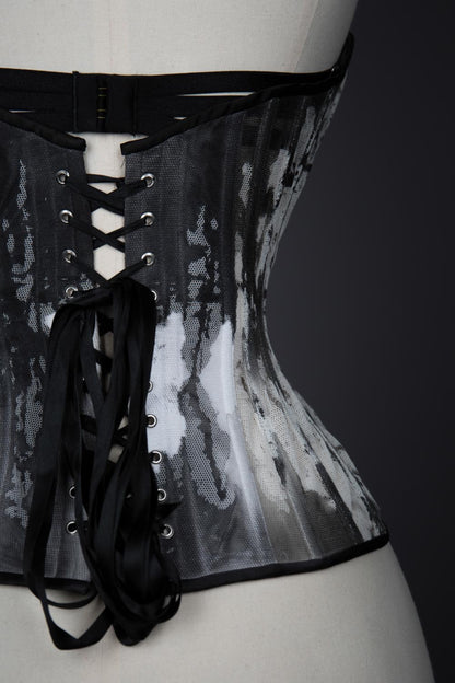 'Ink' Hand Painted Bobbinet Tulle Cupped Corset