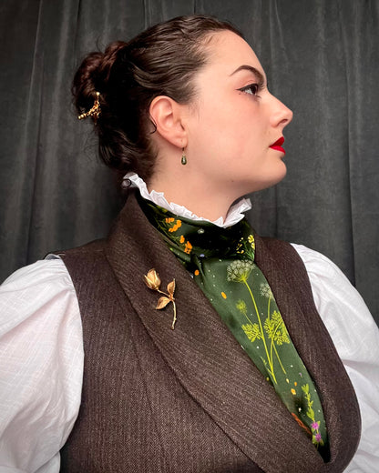 'Abortifacients Cravat II' - Forest Green - Silk Scarf By Logandria