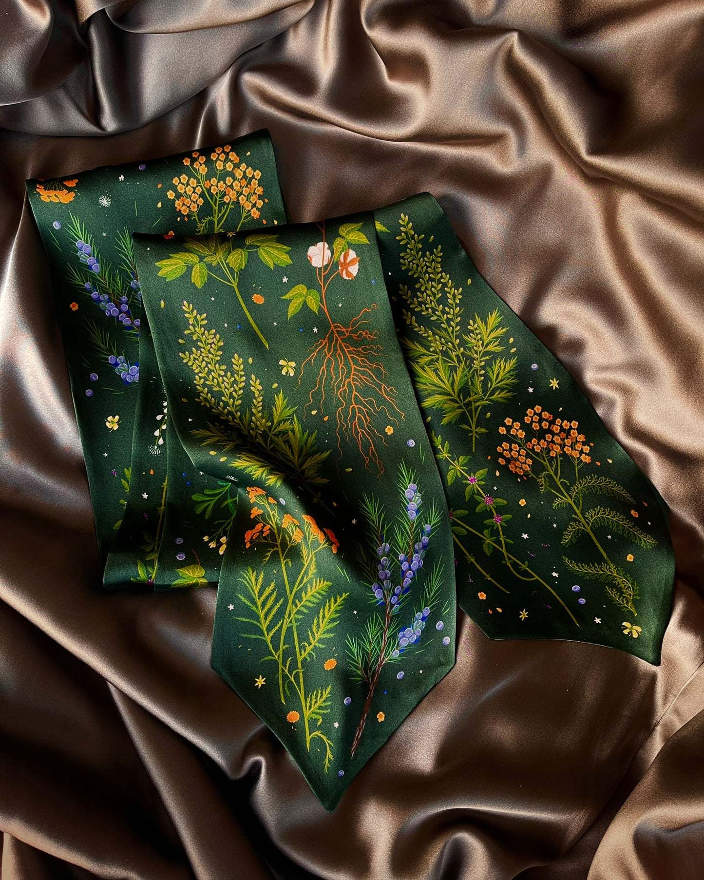 'Abortifacients Cravat II' - Forest Green - Silk Scarf By Logandria