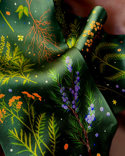 'Abortifacients Cravat II' - Forest Green - Silk Scarf By Logandria