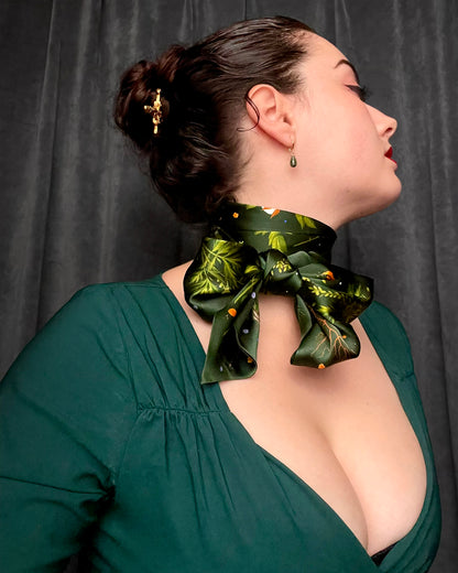 'Abortifacients Cravat II' - Forest Green - Silk Scarf By Logandria
