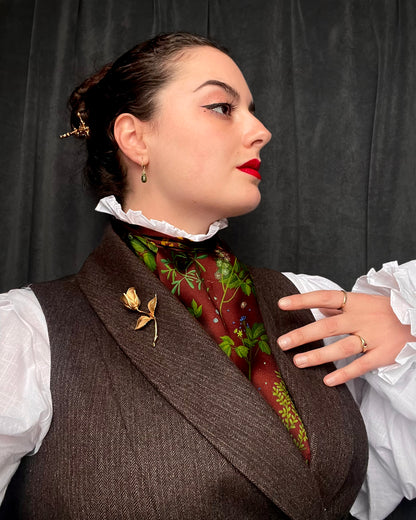 'Abortifacients Cravat IV' - Oxblood - Silk Scarf By Logandria