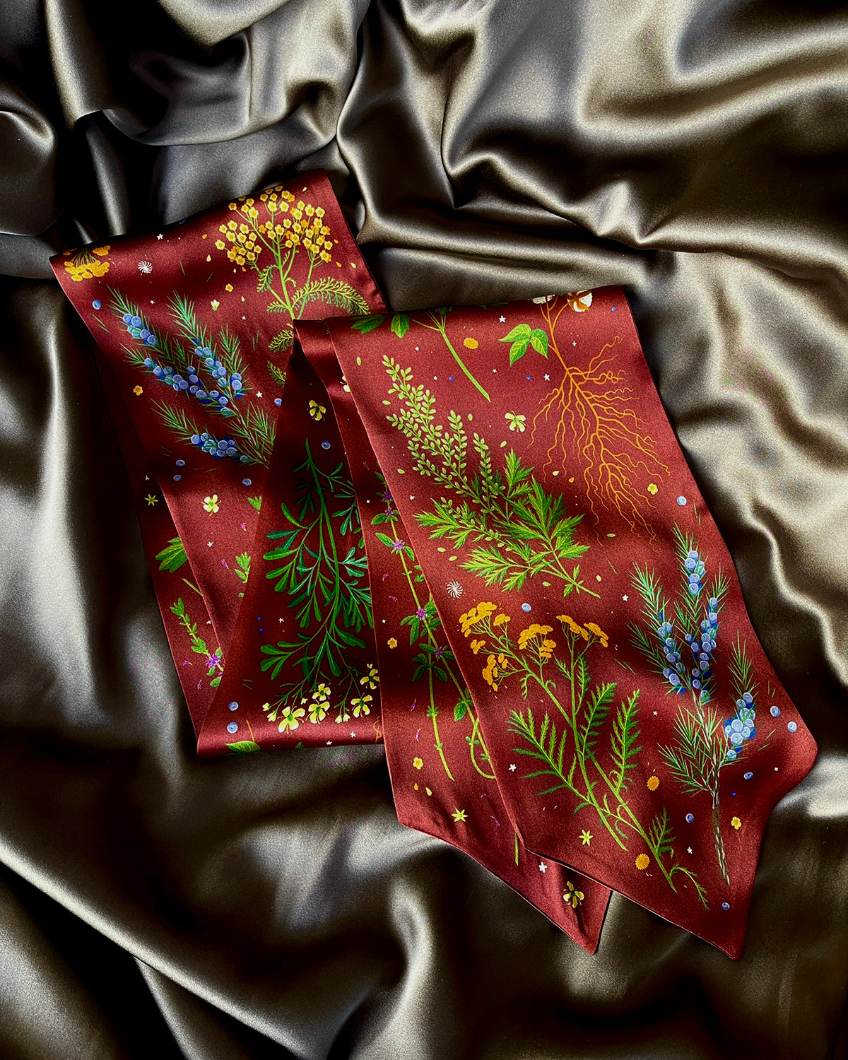 'Abortifacients Cravat IV' - Oxblood - Silk Scarf By Logandria