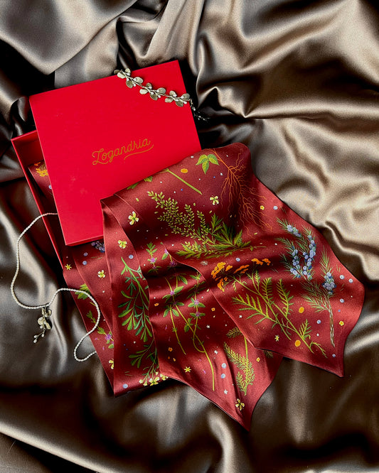 'Abortifacients Cravat IV' - Oxblood - Silk Scarf By Logandria