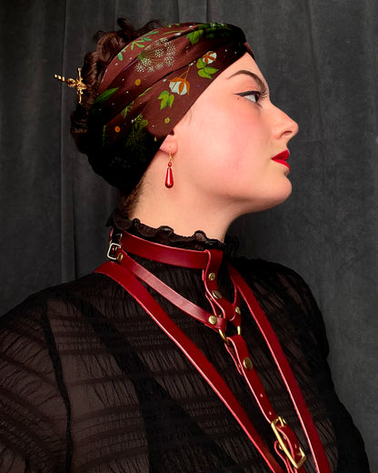 'Abortifacients Cravat IV' - Oxblood - Silk Scarf By Logandria