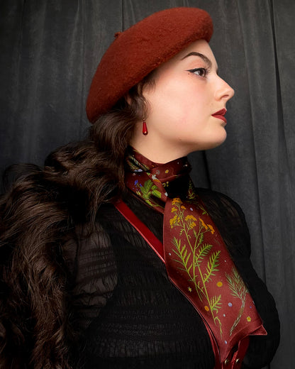 'Abortifacients Cravat IV' - Oxblood - Silk Scarf By Logandria