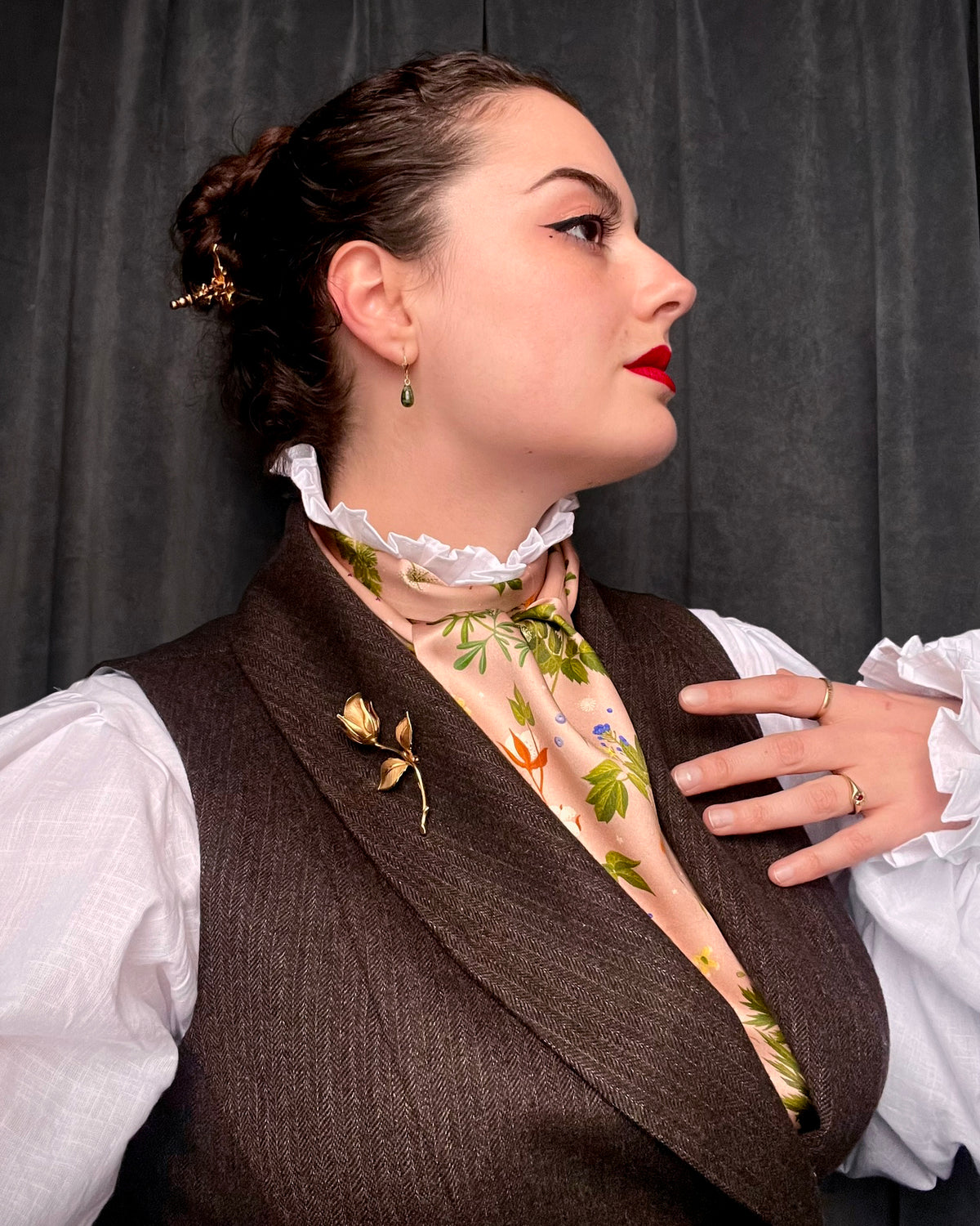 'Abortifacients Cravat VI' - Blushed Cream - Silk Scarf By Logandria