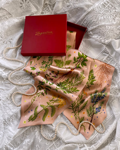 'Abortifacients Cravat VI' - Blushed Cream - Silk Scarf By Logandria