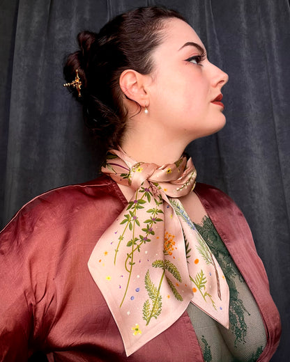 'Abortifacients Cravat VI' - Blushed Cream - Silk Scarf By Logandria