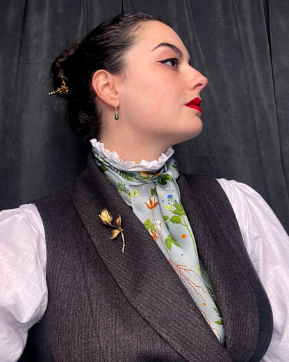 'Abortifacients Cravat VIII' - Overcast Blue - Silk Scarf By Logandria