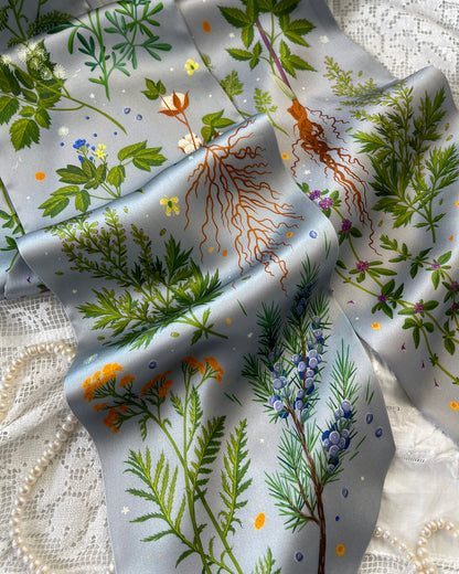 'Abortifacients Cravat VIII' - Overcast Blue - Silk Scarf By Logandria