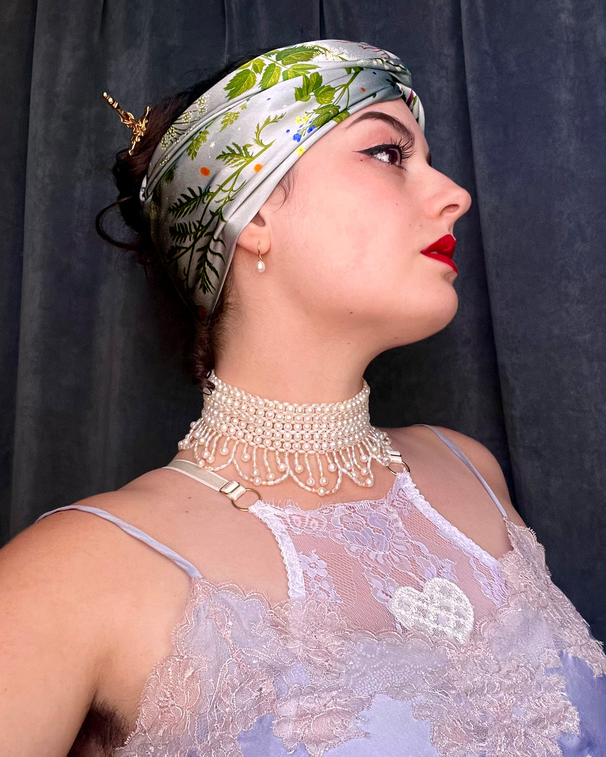 'Abortifacients Cravat VIII' - Overcast Blue - Silk Scarf By Logandria