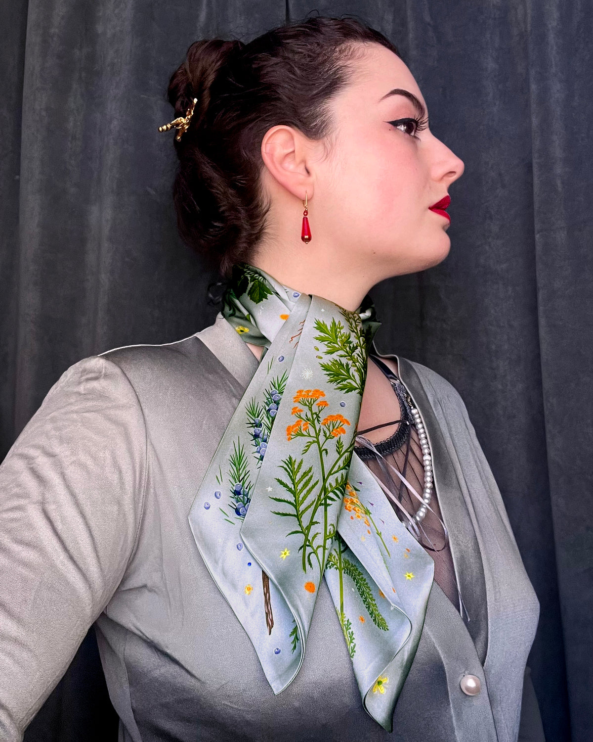 'Abortifacients Cravat VIII' - Overcast Blue - Silk Scarf By Logandria