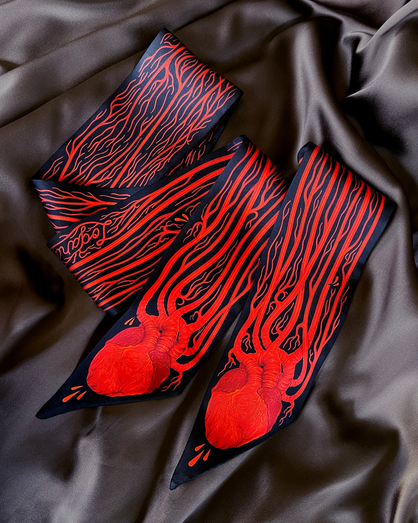 'Circulatory System' Twilly - Silk Scarf By Logandria