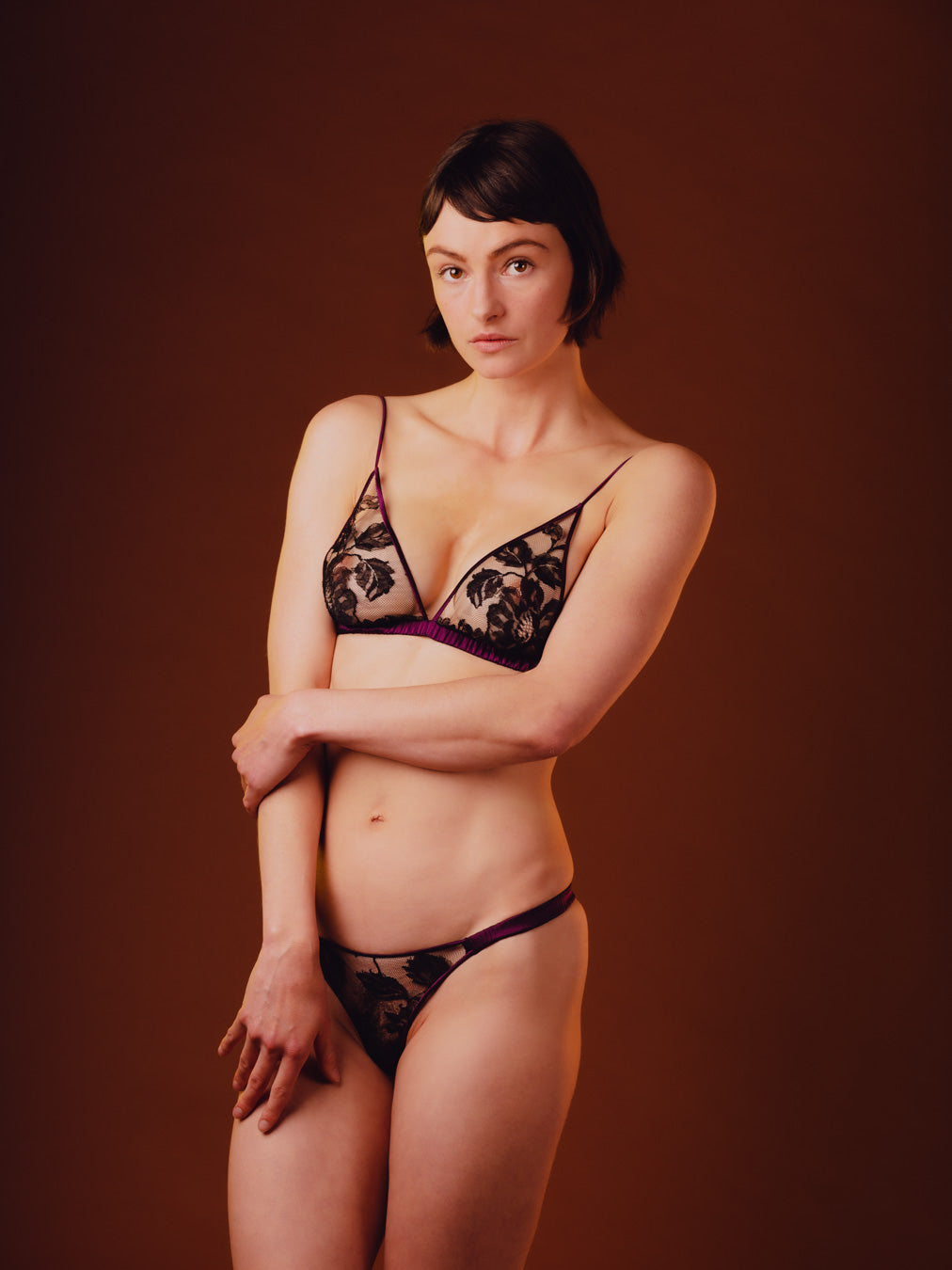 Nocturne Silk & Lace Triangle Bralet - Made To Order