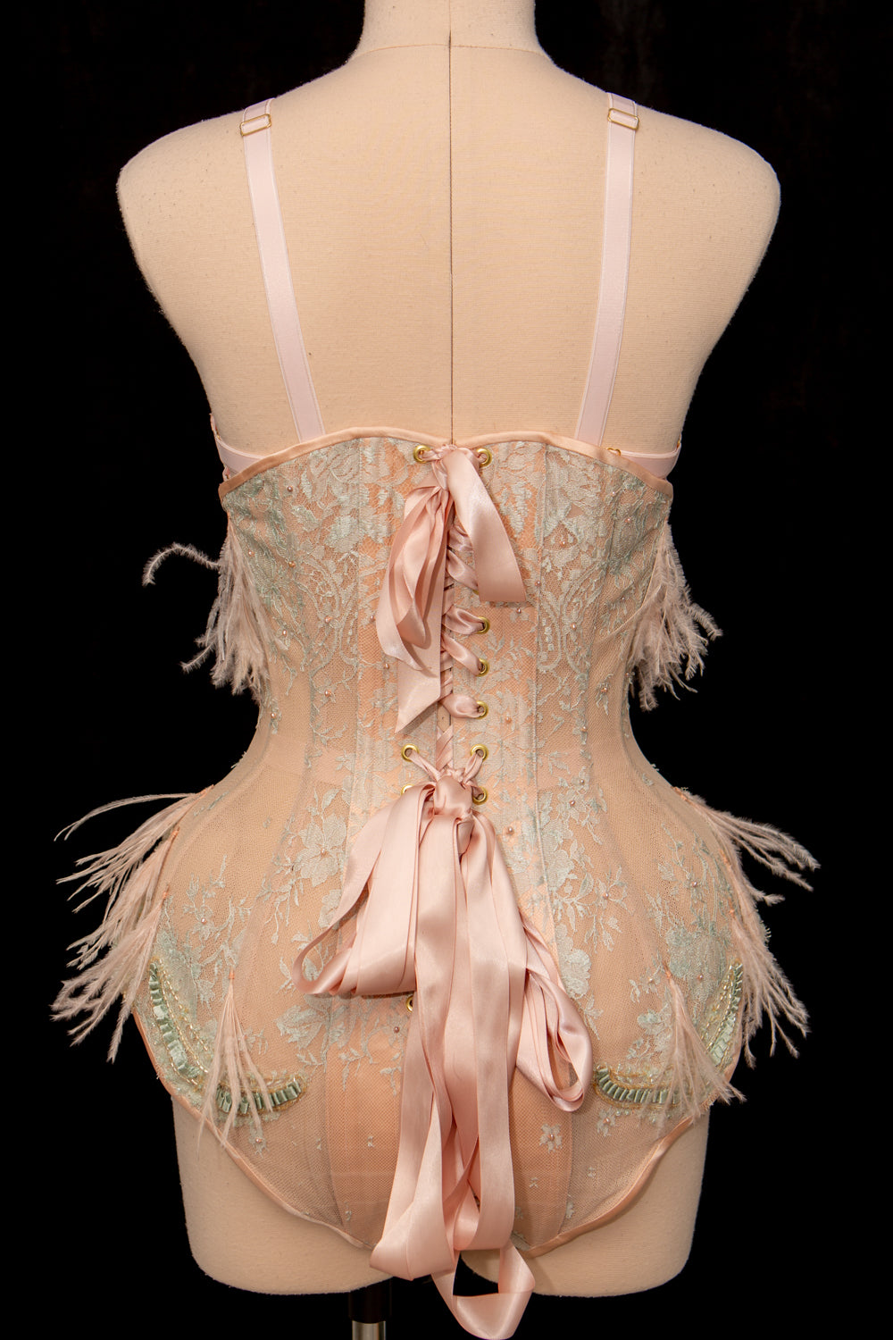 'Antoinette' Beaded French Lace Bra & Panty Girdle