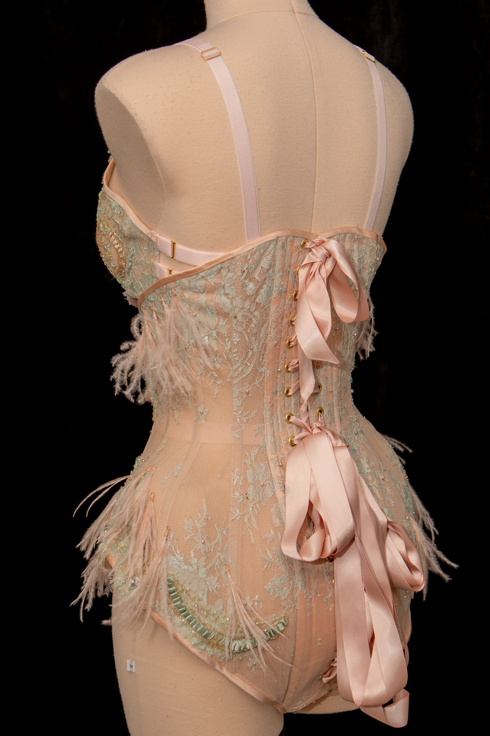 'Antoinette' Beaded French Lace Bra & Panty Girdle