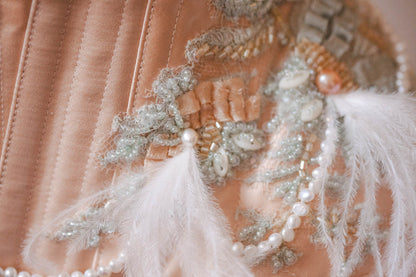 'Frivolité' Silk & Beaded Lace Appliqué Overbust Corset