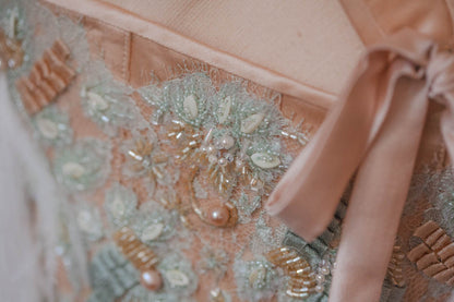 'Frivolité' Silk & Beaded Lace Appliqué Overbust Corset