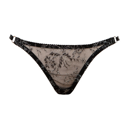 Nelisa Black & Silver French Chantilly Lace Briefs - Made To Order
