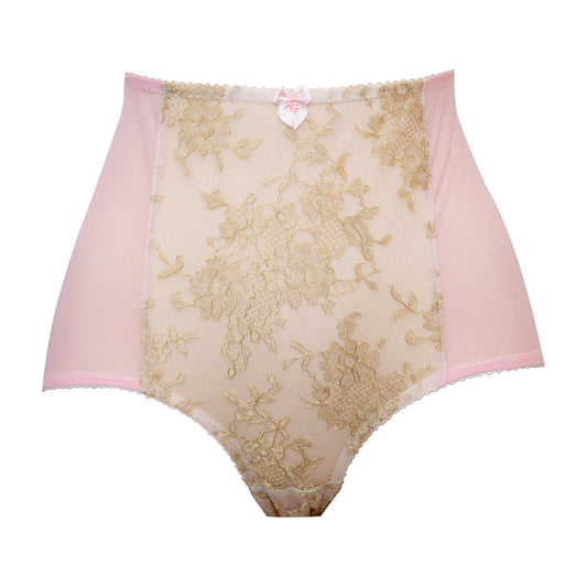 Dorée Gold Lace & Stretch Mesh Full Cut Briefs - Made To Order