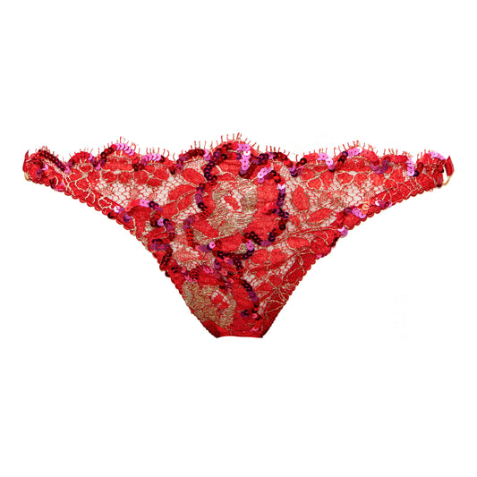 Rubis Sequinned Lace String Thong – Size UK 14 Only