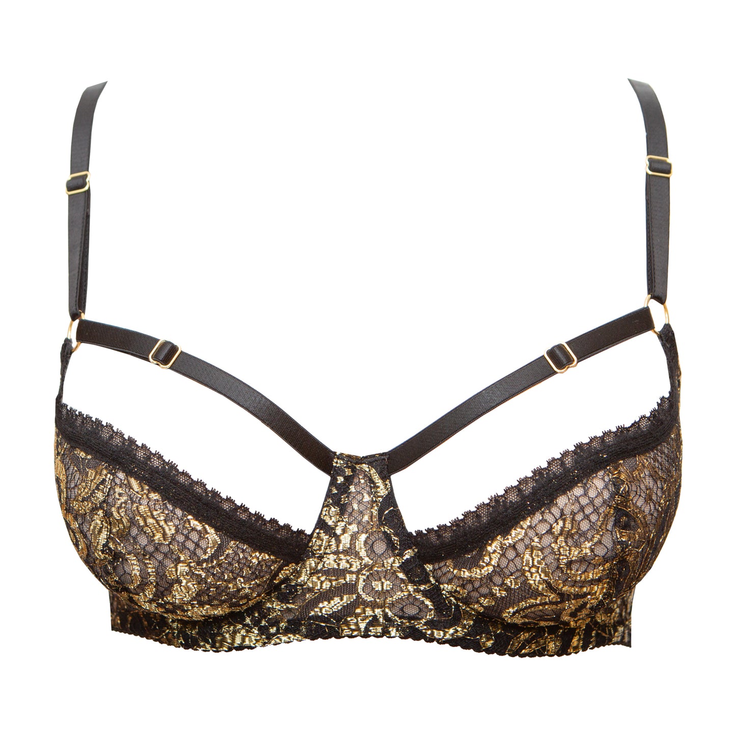 Ara Gold Metallic Lace Cutaway Bra - Made To Order
