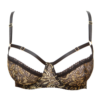 Ara Gold Metallic Lace Cutaway Bra - Made To Order