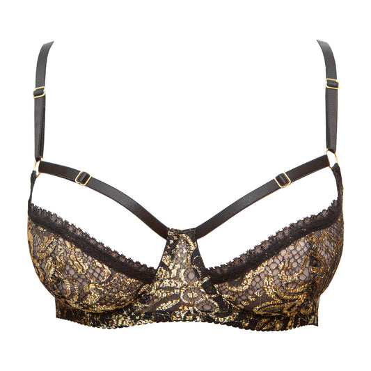 Ara Gold Metallic Lace Cutaway Bra - Made To Order