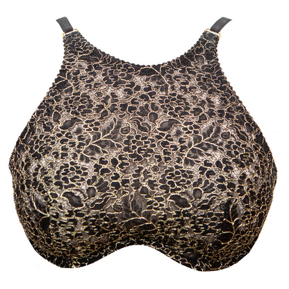 Filigrane Metallic English Lace High Neck Monowire Bra - Made To Order