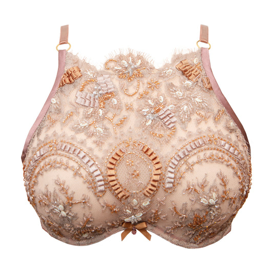 Antoinette Beaded Lace High Neck Bra - Made To Order