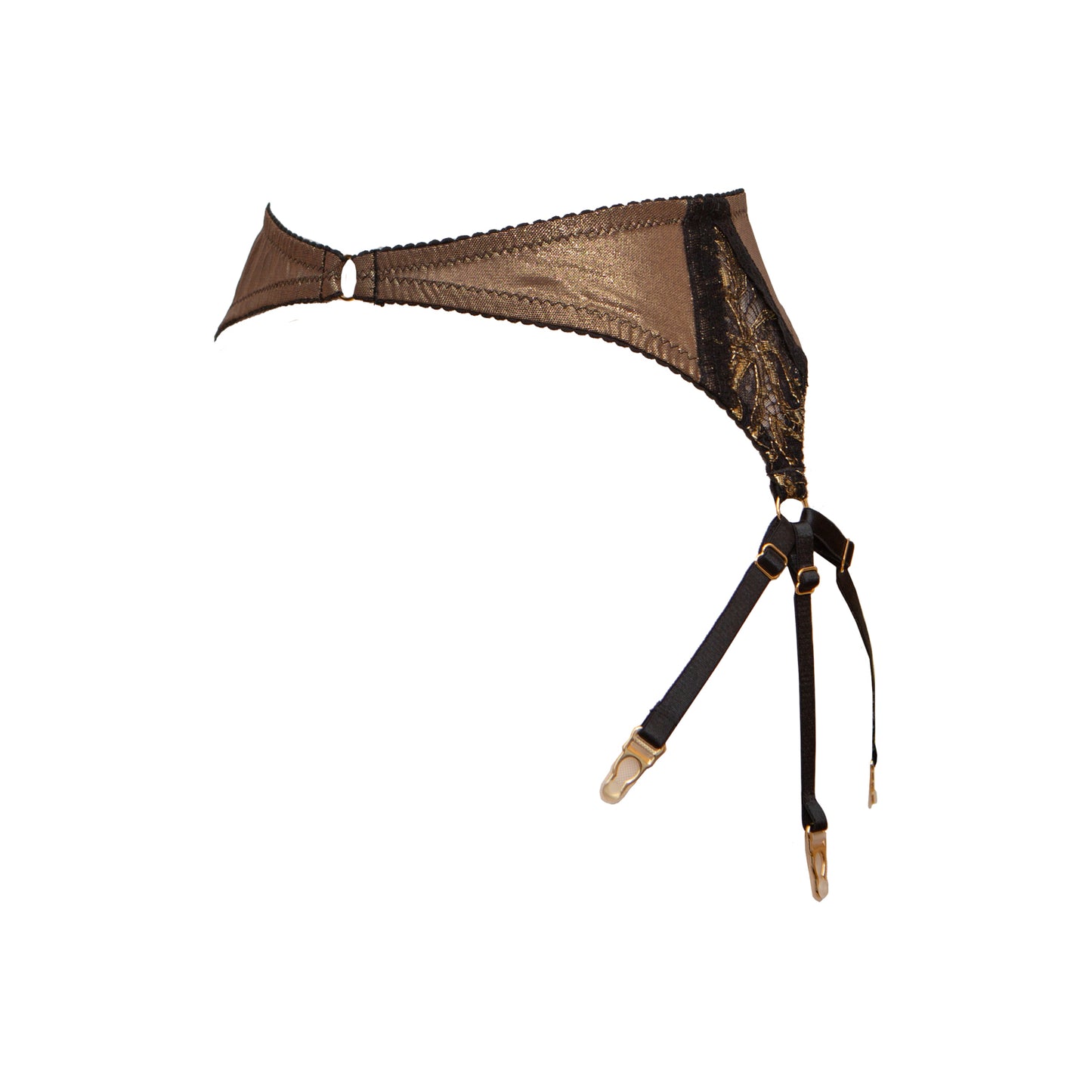 Ara Gold French Lace 6 Strap Suspender Belt - Made To Order