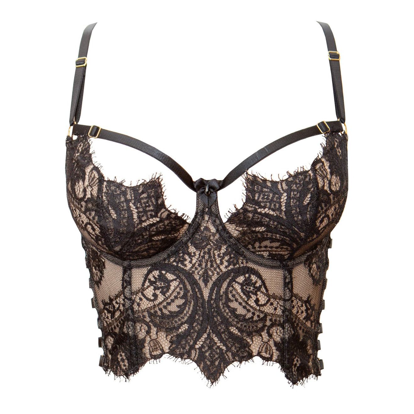 Cassiopeia French Lace Longline Bra - Onyx