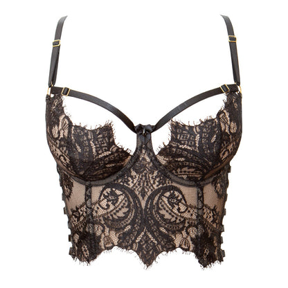 Cassiopeia French Lace Longline Bra - Onyx