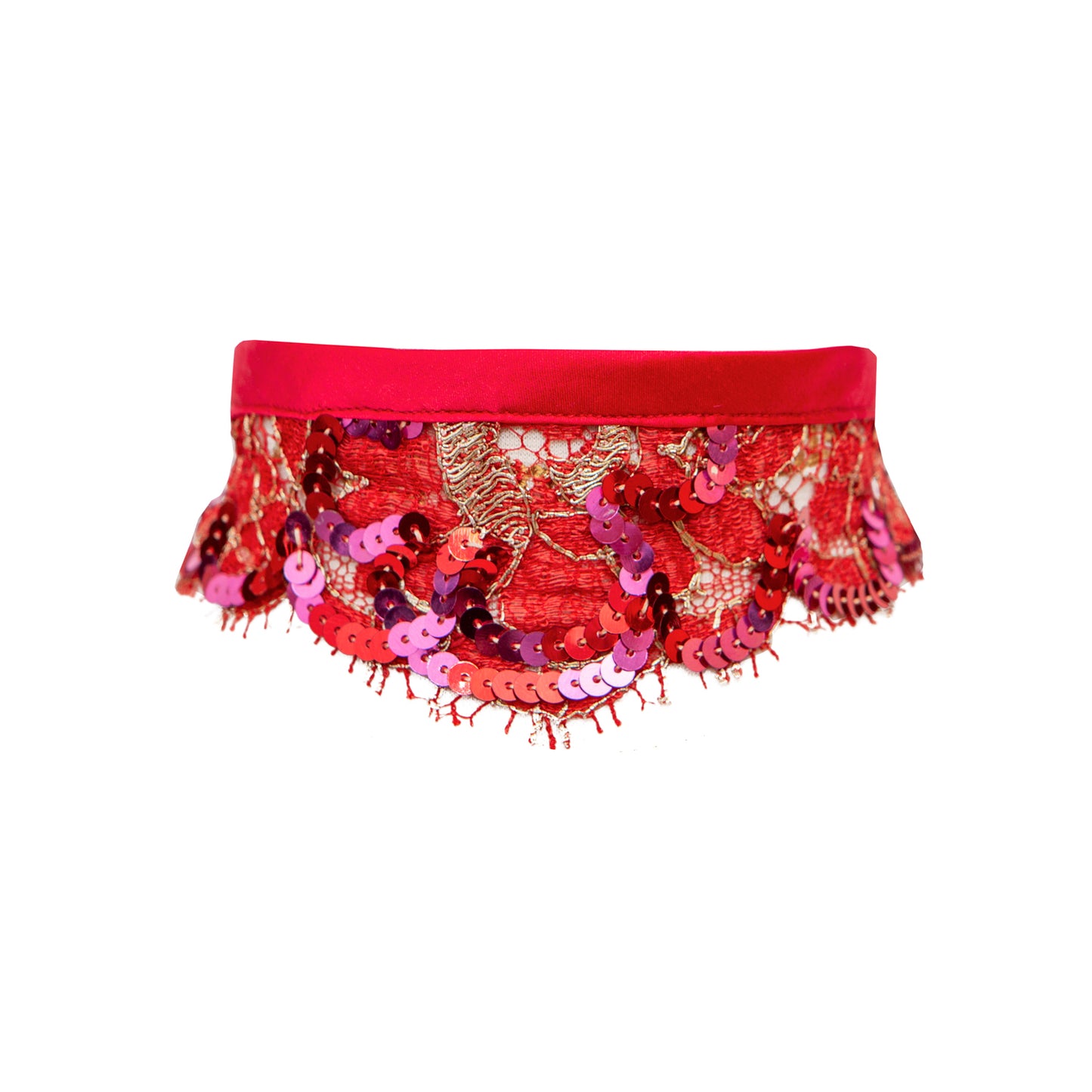 Rubis Sequinned Lace Choker