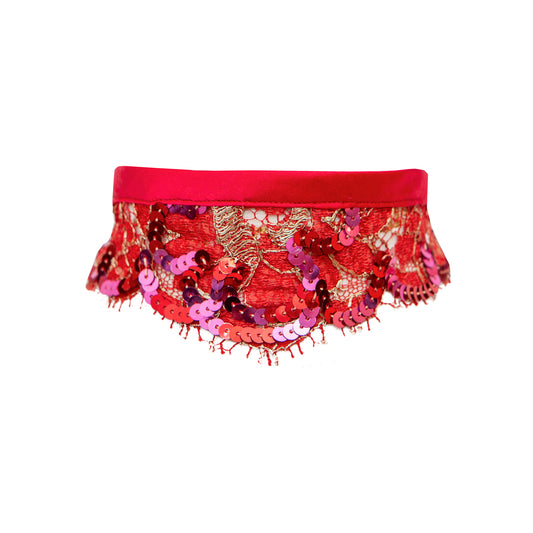 Rubis Sequinned Lace Choker