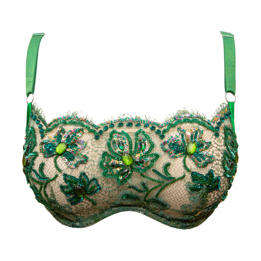 Émeraude Beaded Lace Bandeau Monowire Bra