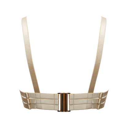 Hecate Crème Perlée Beaded Lace High Neck Bra - Made To Order