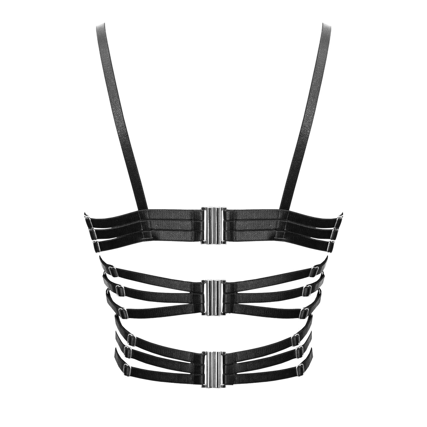 Cassiopeia French Lace Longline Bra - Black/Silver