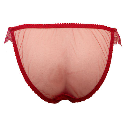 Hecate Rouge Sheer Tulle & French Lace Skirted Brief - Made To Order