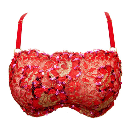 Rubis Sequinned Lace Bandeau Monowire Bra