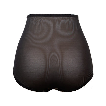 Nelisa Black & Silver French Chantilly Lace Full Cut Briefs - Made To Order