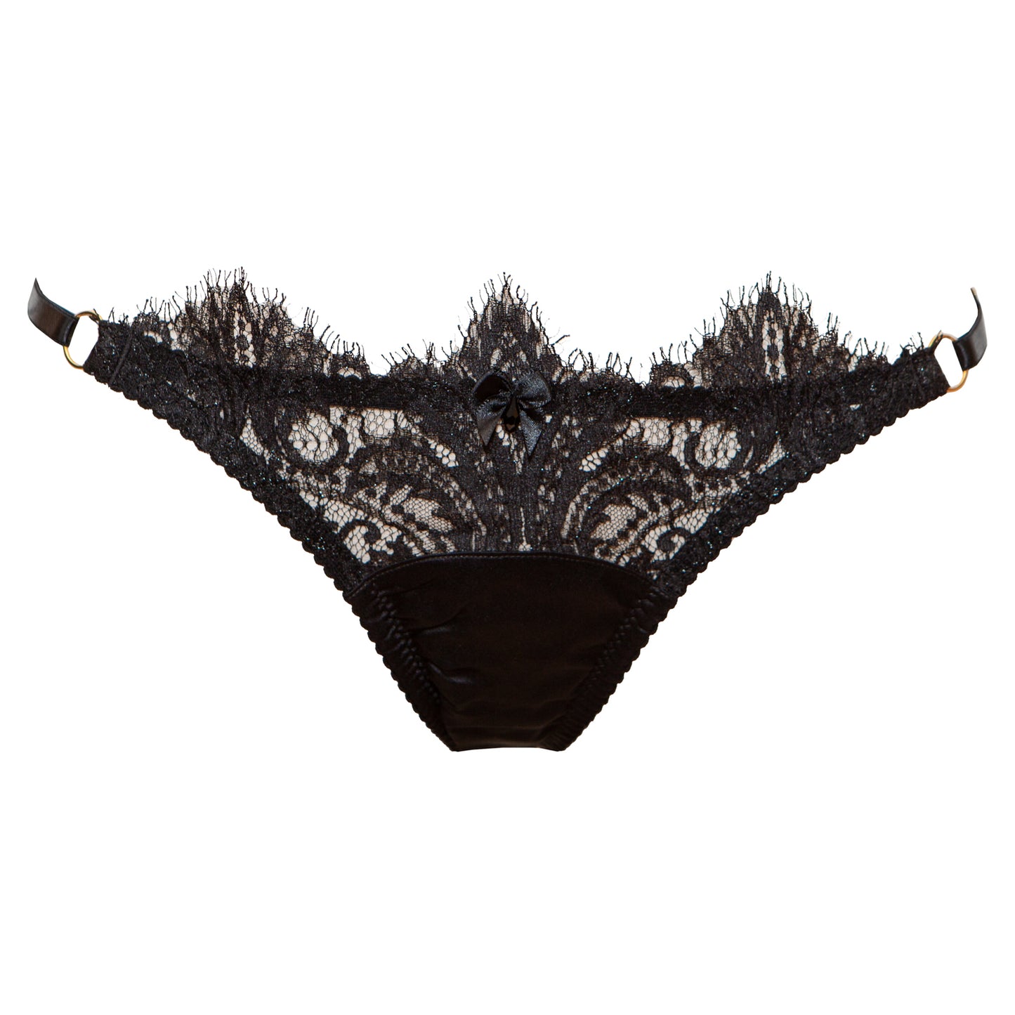 Cassiopeia French Lace Low Rise Tanga Briefs - Onyx