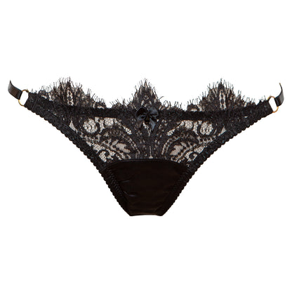 Cassiopeia French Lace Low Rise Tanga Briefs - Onyx