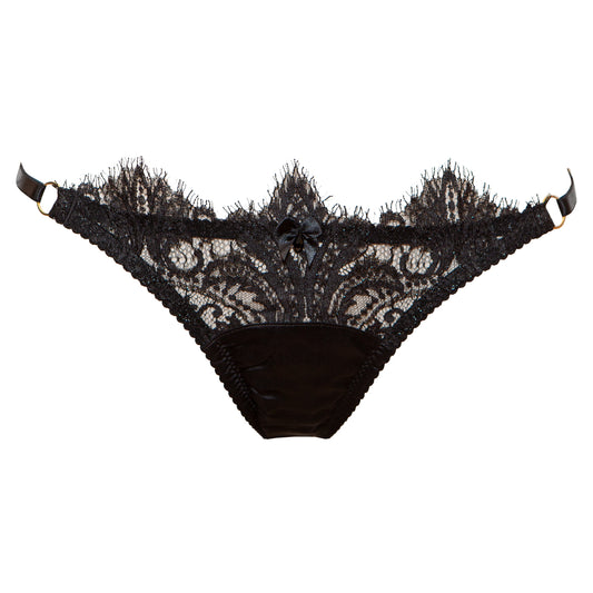 Cassiopeia French Lace Low Rise Tanga Briefs - Onyx