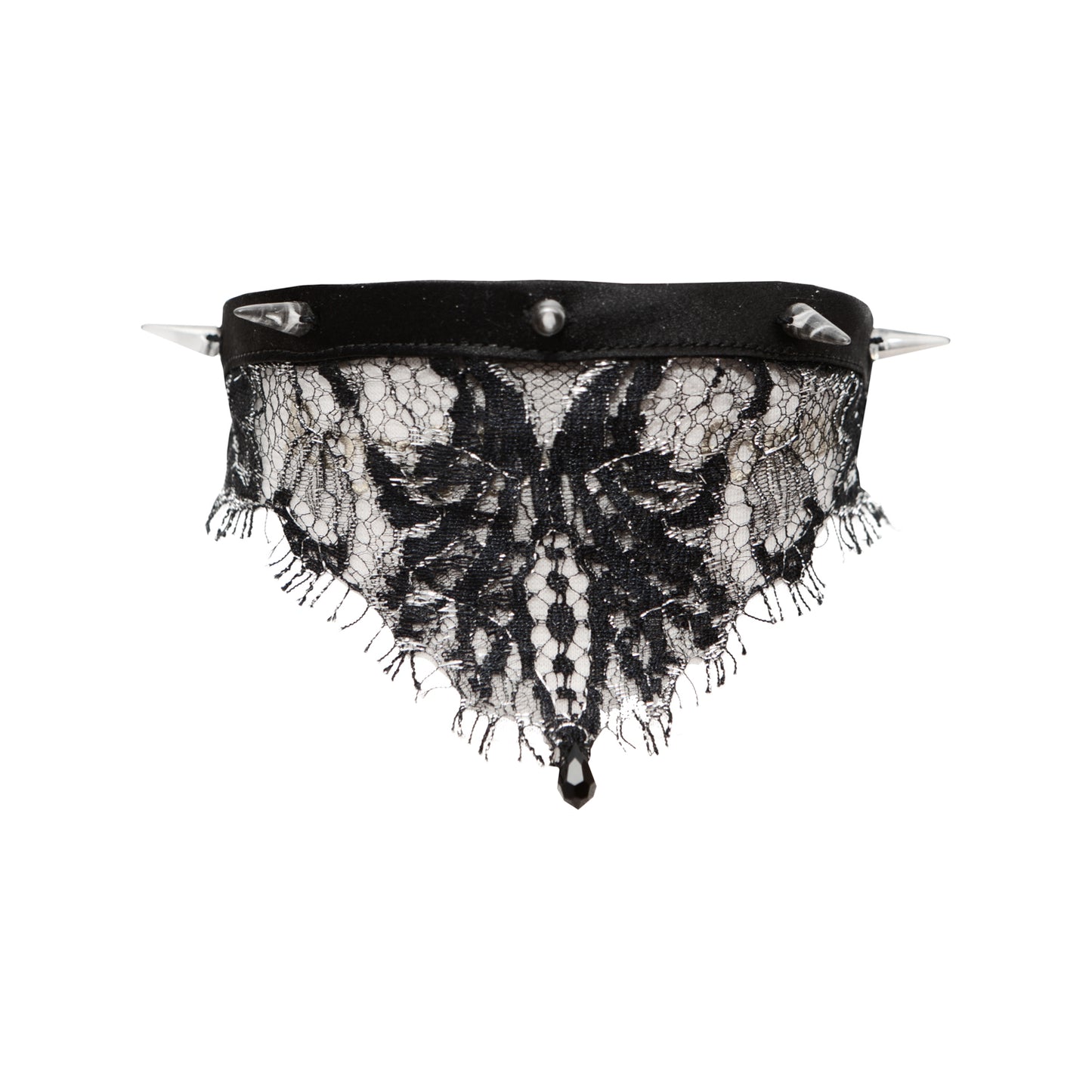 Cassiopeia Black/Silver Spiked Lace Choker